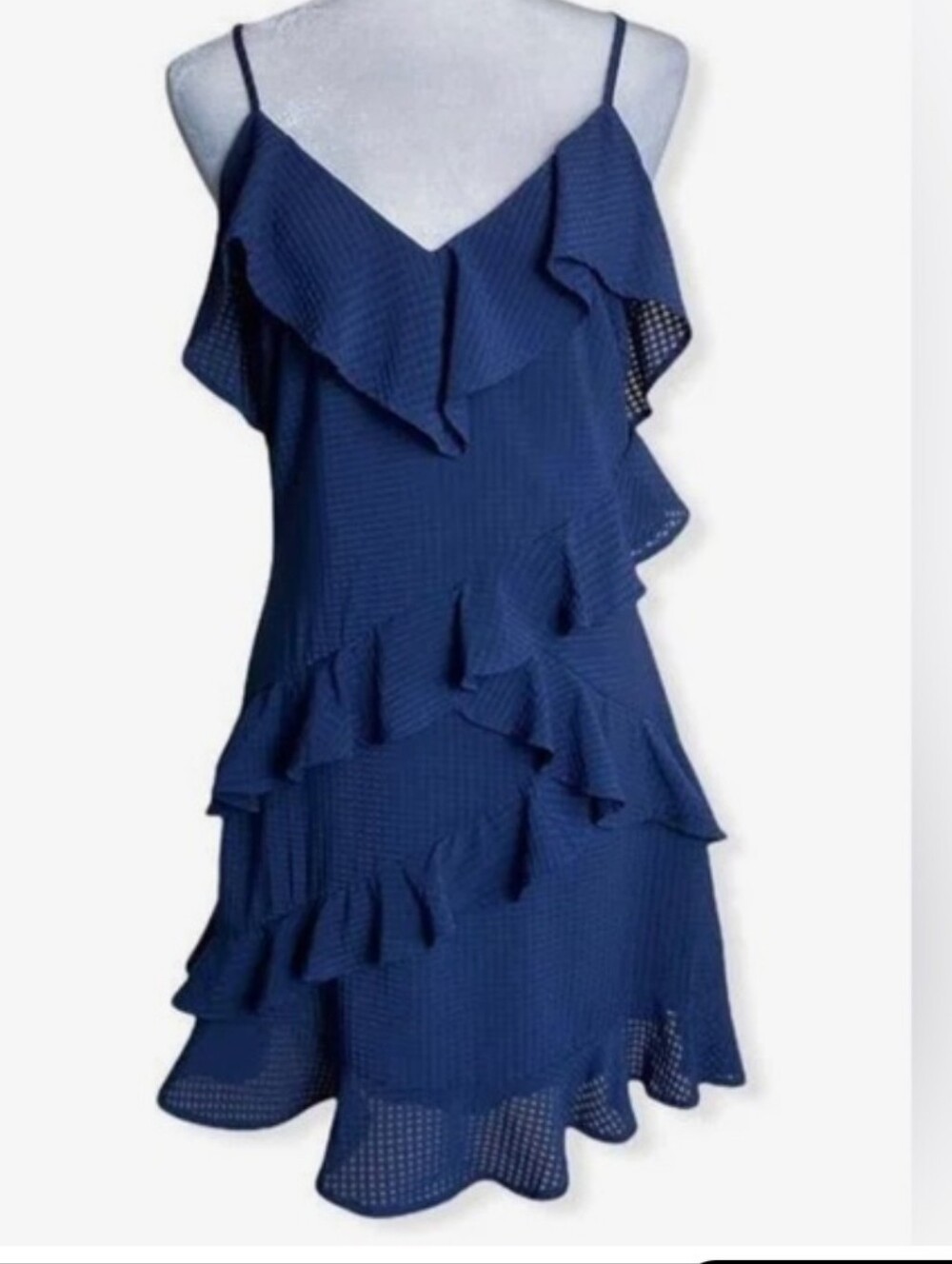 Giani Bini Large Mini Dress Navy Tiered  Ruffle Slip Dress - Women